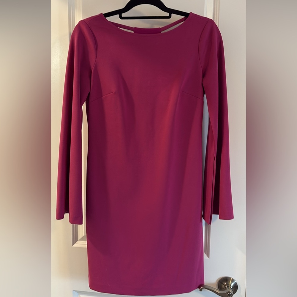 Donna Morgan Fuchsia Long Sleeve Dress w/ Bell Sleeves